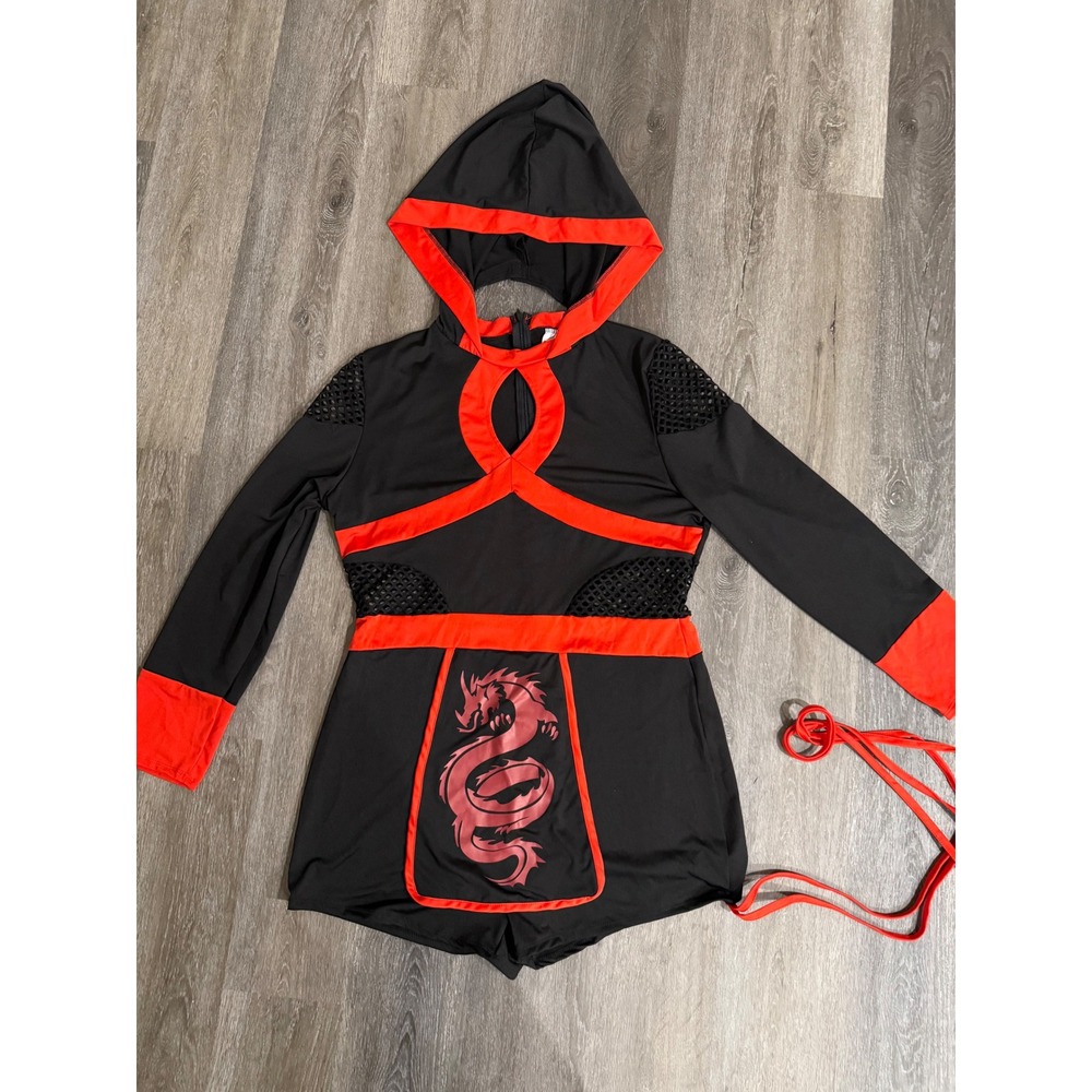 Spooktacular Creations Women Plus Size 3XL Sexy Ninja Costume Romper Black Red